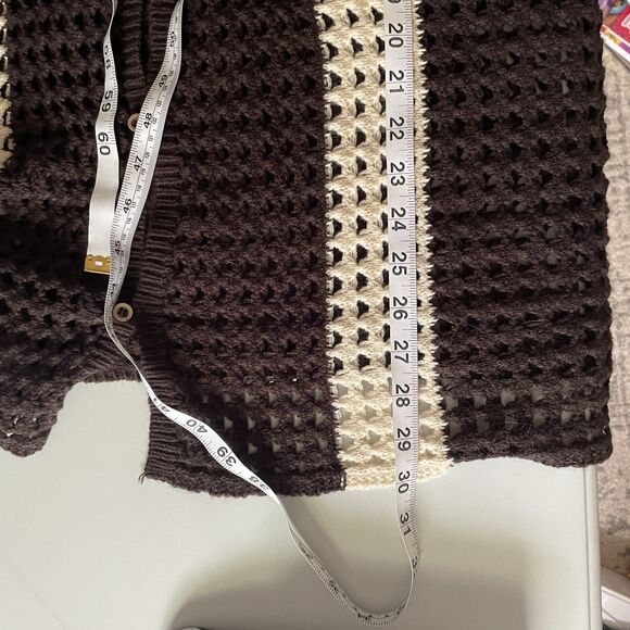 Earthbound Men’s Crochet Open Knit Button Down Top XXL Brown Resort Festival - Picture 9 of 10